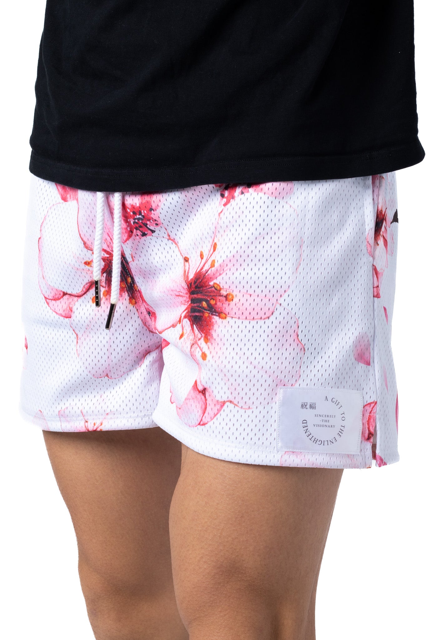 CHERRY BLOSSOMS MESH SHORTS